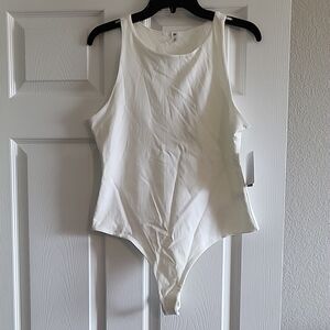 BP White Ribbed Bodysuit